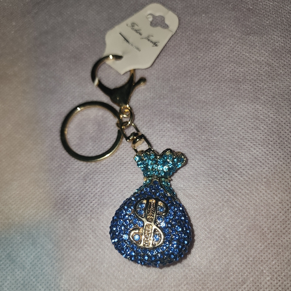 Money bag bling keychain purse charm